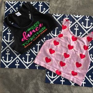 1 sport bra and 1 crop top